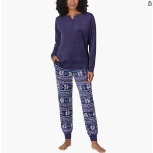 NEW Nautica Womens XXL 2Pes Sleepwear Set Silky Stretch Fleece Navy Blue /H640